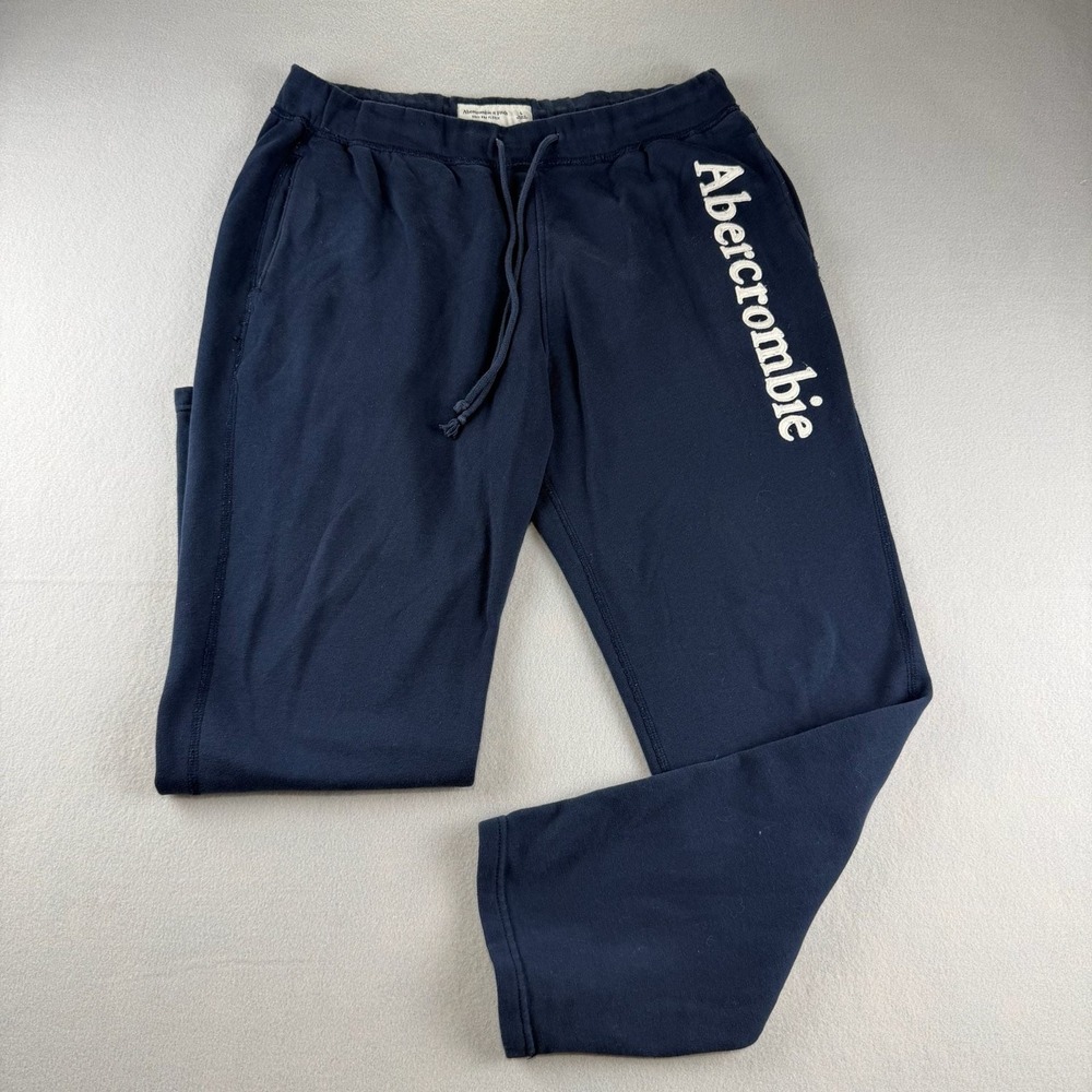 ABERCROMBIE & FITCH FLEECE ICON SWEATPANTS NAVY BLUE MENS SIZE L
